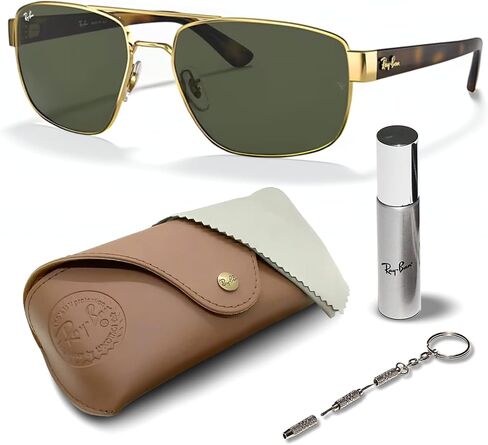 Ray-Ban RB3663 Square-Round Round Grouds مع حزمة أدوات النظارات الرسمية in Kuwait