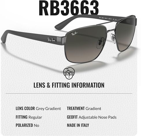 Ray-Ban RB3663 Square-Round Round Grouds مع حزمة أدوات النظارات الرسمية in Kuwait