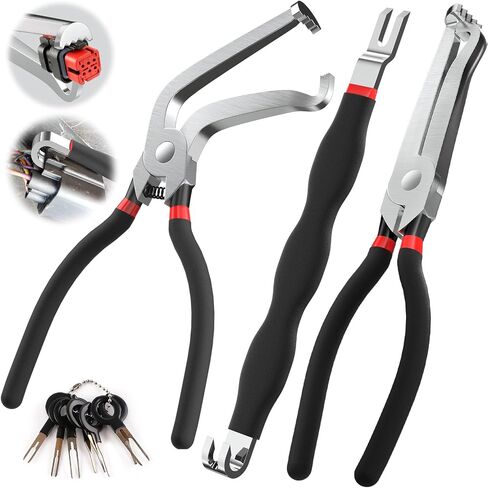cyrico 4 Pcs Electrical Disconnect Pliers, 60 Degree Straight Connector Separator Pliers for Car Wiring, Rapid Electrical Plug Disconnect Set Automotive System Removal Tool for Push Tab Style Plugs in Saudi Arabia