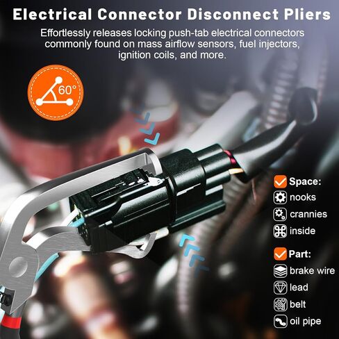 cyrico 4 Pcs Electrical Disconnect Pliers, 60 Degree Straight Connector Separator Pliers for Car Wiring, Rapid Electrical Plug Disconnect Set Automotive System Removal Tool for Push Tab Style Plugs in Saudi Arabia