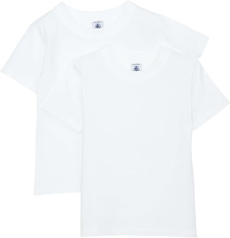 PETIT BATEAU Set of 2 Boy's Short Sleeves White Undershirt Sizes 2-18 Style 15043-23992 (Size 4 Style 15043) in Saudi Arabia