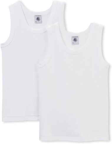 PETIT BATEAU Boys 2 PK. Sleeveless Undershirt White Sizes 2-18 Style 15042 (Size 5 Style 15042) in Saudi Arabia