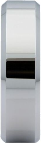 Custom Engraved White Tungsten Carbide Mirror Polished Finish Center Beveled Edge 6mm or 8mm Wedding Ring in Kuwait