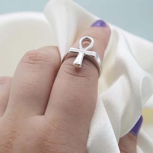 Egyptian Ankh Cross Eternity Ring in 925 Sterling Silver in Saudi Arabia