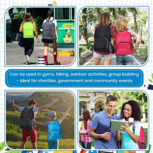 Jexine 80 Pcs Backpack Bulk 17 Inch Foldable Backpack 5 Assorted Colors Lightweight Back Pack for Outdoor Travel Zippered Book Bags in Saudi Arabia