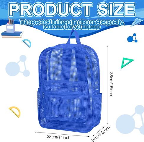24 Pack Mesh Backpack bulk for School Heavy Duty See Through Mesh Bookbags for Girls Boys Adults Students Beach (Classic Colors) in Kuwait