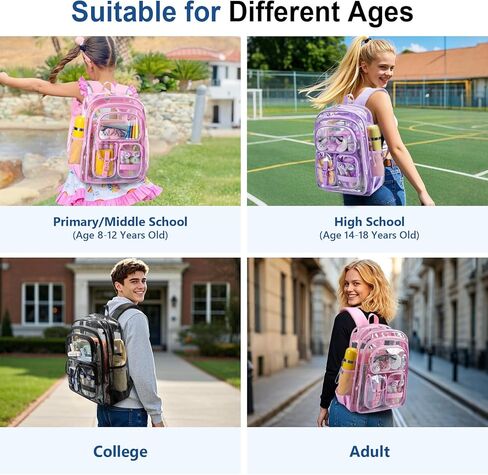 حقيبة ظهر شفافة للأولاد، مجموعة حقائب كتب شفافة على شكل ديناصور مع ملحقات دبابيس لطيفة، حقيبة كتب شفافة شديدة التحمل بطبقة مزدوجة in Kuwait