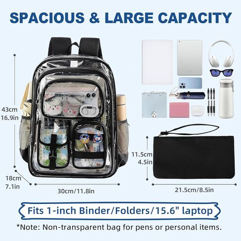 حقيبة ظهر شفافة للأولاد، مجموعة حقائب كتب شفافة على شكل ديناصور مع ملحقات دبابيس لطيفة، حقيبة كتب شفافة شديدة التحمل بطبقة مزدوجة in Kuwait