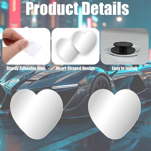 4 PCS السيارة على شكل قلب على شكل بقعة أعمى مرآة قابلة للتعديل مرايا جانبية قابلة للتعديل للسيارات ذات أعمى البقع مرآة محدب مرآة الرؤية الخلفية قابلة للإزالة الزاوية الواسعة المحدبة للسيارة شاحنات سيارات الدفع الرباعي المحسنة السلامة in Saudi Arabia