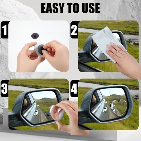 4 PCS السيارة على شكل قلب على شكل بقعة أعمى مرآة قابلة للتعديل مرايا جانبية قابلة للتعديل للسيارات ذات أعمى البقع مرآة محدب مرآة الرؤية الخلفية قابلة للإزالة الزاوية الواسعة المحدبة للسيارة شاحنات سيارات الدفع الرباعي المحسنة السلامة in Saudi Arabia