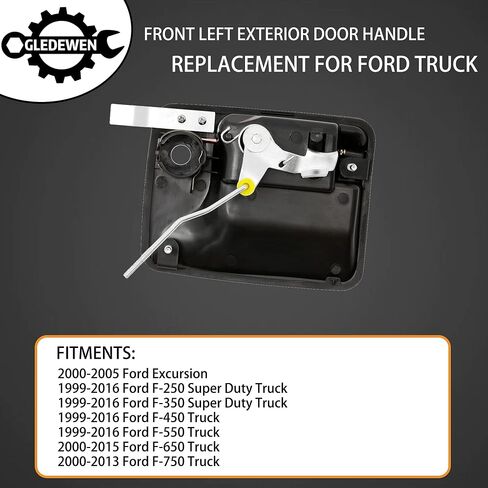 Gledewen Exterior Door Handle, Front Driver Side, Compatible with 1999-2016 Ford F-250/F-350/F-450/F-550 Super Duty/Ford Excursion & More, Outside Left with Key Hole | Replace# 7C3Z-2522405-AA 79306 in Saudi Arabia