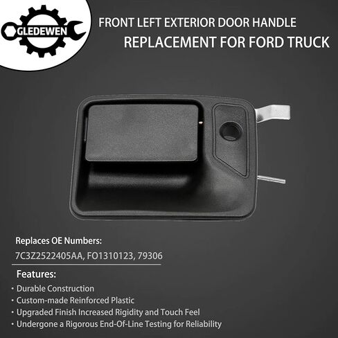 Gledewen Exterior Door Handle, Front Driver Side, Compatible with 1999-2016 Ford F-250/F-350/F-450/F-550 Super Duty/Ford Excursion & More, Outside Left with Key Hole | Replace# 7C3Z-2522405-AA 79306 in Saudi Arabia