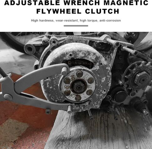 Adjustable Locking Spanner Wrench, Magneto Fly Wheel Clutch Hub Rotor Sprockets Wrench Holder, Flywheel Puller Fan Clutch Removal Tool for Scooter Motorcycle Accessories in Saudi Arabia