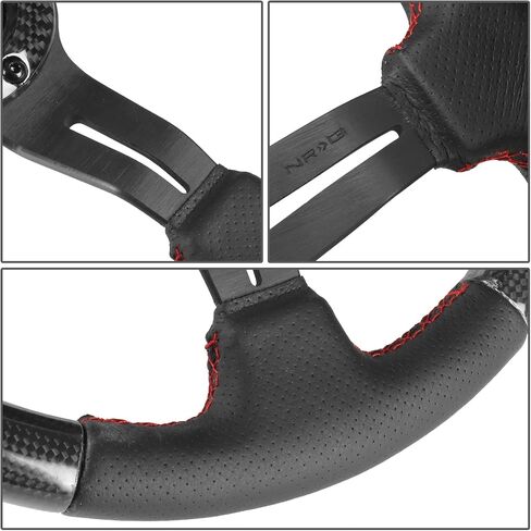 NRG Innovations NRG-ST-010MC-CF عجلة قيادة من ألياف الكربون 350 مم 1.5 بوصة طبق عميق مع محور مركزي نيوكروم in Saudi Arabia