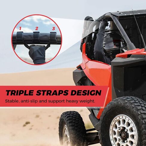 مقابض Kemimoto Roll Bar Grab ، مقابض UTV ، ATV & SXS ، قبضة اليد السوداء والأحمر من النايلون من النايلون السوداء والأحمر لمدة 1.5 إلى 2 '' Roll Bar متوافق مع Polaris RZR ، Can-AM X3 ، Kawasaki ، Honda Talon ، CFMOTO ، 2PACK in Kuwait