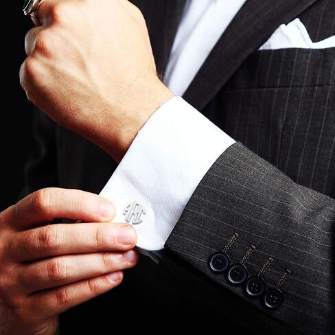 LeCalla Personalized Customized Men's Initial Name Monogram Cufflinks in Saudi Arabia