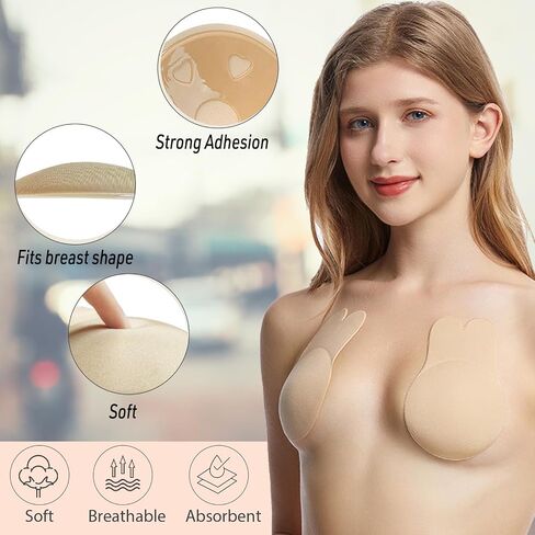 Summer Bunny Ears Breast Lift Stickers Thin Breathable Anti-Exposure Lifting Nipple Stickers Suitable for Backless Dresses with Small Nipple Stickers (A&B Cup) in Saudi Arabia