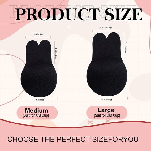 Summer Bunny Ears Breast Lift Stickers Thin Breathable Anti-Exposure Lifting Nipple Stickers Suitable for Backless Dresses with Small Nipple Stickers (A&B Cup) in Saudi Arabia