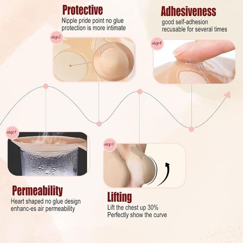 Summer Bunny Ears Breast Lift Stickers Thin Breathable Anti-Exposure Lifting Nipple Stickers Suitable for Backless Dresses with Small Nipple Stickers (A&B Cup) in Saudi Arabia