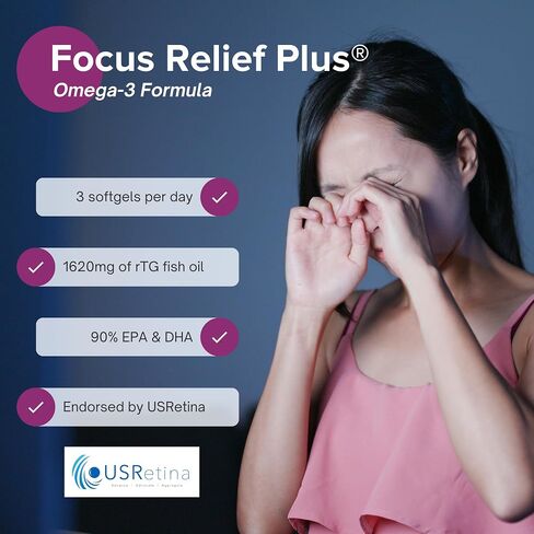Focus Relief Plus Dry Eye Formula (90 ct. 30 Day Supply) Dry Eye Omega 3 Supplement - Dry Eye Relief Supplement -Omega 3 Fish Oil for Dry Eye in Kuwait