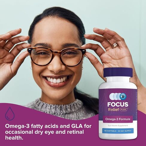 Focus Relief Plus Dry Eye Formula (90 ct. 30 Day Supply) Dry Eye Omega 3 Supplement - Dry Eye Relief Supplement -Omega 3 Fish Oil for Dry Eye in Kuwait