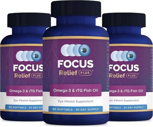 Focus Relief Plus Dry Eye Formula (90 ct. 30 Day Supply) Dry Eye Omega 3 Supplement - Dry Eye Relief Supplement -Omega 3 Fish Oil for Dry Eye in Kuwait