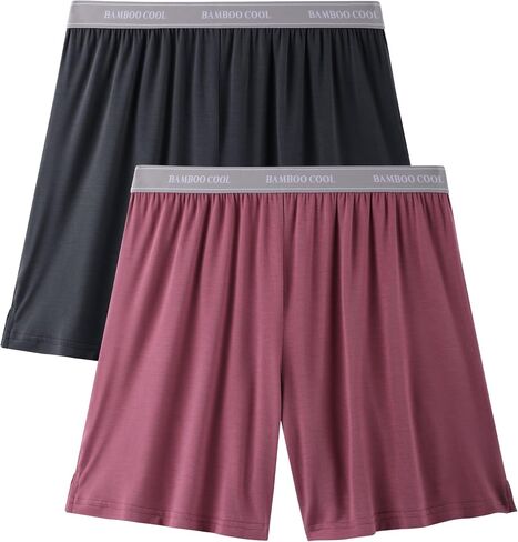 BAMBOO COOL Womens Pajama Shorts Elastic Waistband Pj Pants Leg Opening Lounge Sleep Shorts, 2 Pack in Kuwait