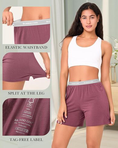 BAMBOO COOL Womens Pajama Shorts Elastic Waistband Pj Pants Leg Opening Lounge Sleep Shorts, 2 Pack in Kuwait