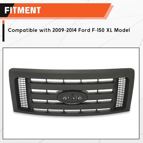 Kojem Silver Grille متوافقة مع 2009-2014 Ford F-150 XL Model Pumper Grille Cover Cover Guard Shell W/Black Insert 9L3Z8200D FO1200511 in Saudi Arabia