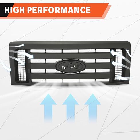 Kojem Silver Grille متوافقة مع 2009-2014 Ford F-150 XL Model Pumper Grille Cover Cover Guard Shell W/Black Insert 9L3Z8200D FO1200511 in Saudi Arabia