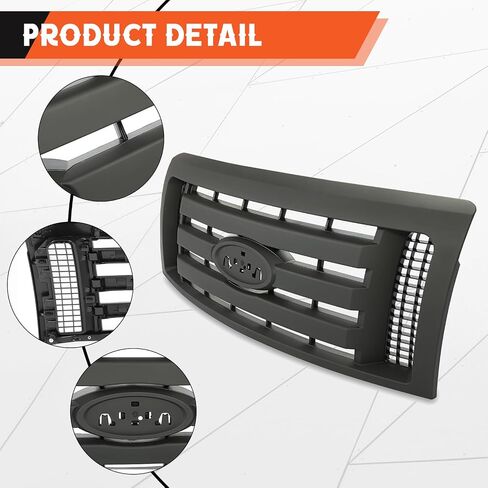 Kojem Silver Grille متوافقة مع 2009-2014 Ford F-150 XL Model Pumper Grille Cover Cover Guard Shell W/Black Insert 9L3Z8200D FO1200511 in Saudi Arabia