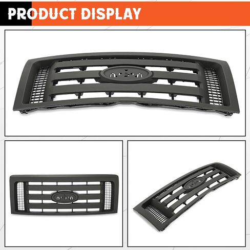 Kojem Silver Grille متوافقة مع 2009-2014 Ford F-150 XL Model Pumper Grille Cover Cover Guard Shell W/Black Insert 9L3Z8200D FO1200511 in Saudi Arabia