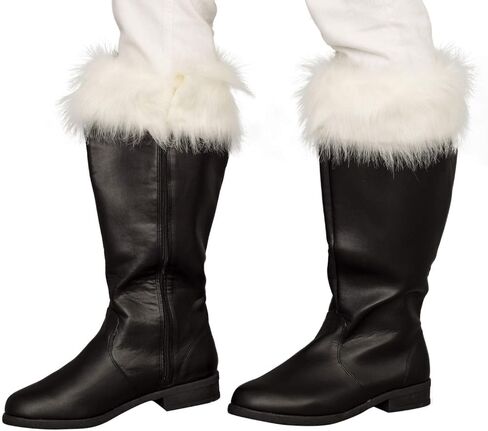 Costume Agent Black Santa Claus Costume Boots - Classic Style Christmas Boots for Men & Women - Perfect for Holiday Events & Festive Cosplay Events in Saudi Arabia