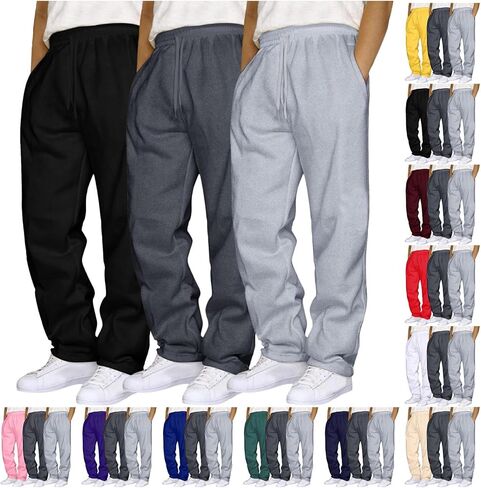 Aniywn Mens 3 Pack Sweatpants Baggy Running Sports Pants Loose Casual Trousers Elastic Waist Drawstring Jogger Sweatpants in Saudi Arabia