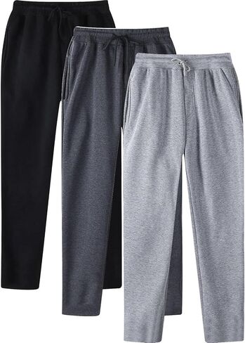 Aniywn Mens 3 Pack Sweatpants Baggy Running Sports Pants Loose Casual Trousers Elastic Waist Drawstring Jogger Sweatpants in Saudi Arabia
