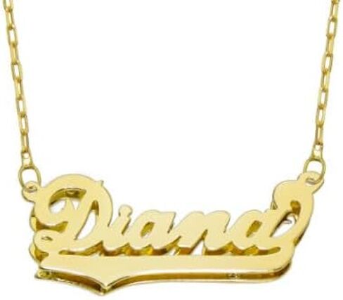 14K Authentic Solid Yellow Gold Personalized Custom Double Plate 3D Name Necklace in Kuwait