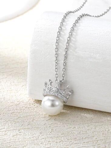 WINNICACA فراشة اللؤلؤ قلادة 925 الفضة الاسترليني المياه العذبة الأبيض اللؤلؤ قلادة مكعب زركونيا مجوهرات الزفاف الذكرى هدايا عيد ميلاد للنساء أمي شقيقة in Kuwait