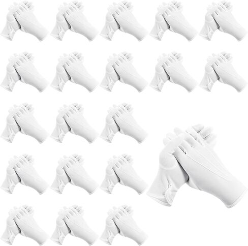 20 Pairs White Gloves Men Women Nylon Cotton Formal Uniform Parade Marching Costume Gloves for Server Guard Funeral Tuxedo Party Jewelry Inspection in Saudi Arabia