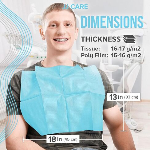 JJ CARE Dental Bibs [Pack of 500] - 13" x 18" Purple Dental Bibs, 3 Ply Waterproof Dentist Bibs, Dental Bibs Disposable for Eyelash Extension, Patient Bibs for Nail Art, Dental Napkins for Piercing in Kuwait