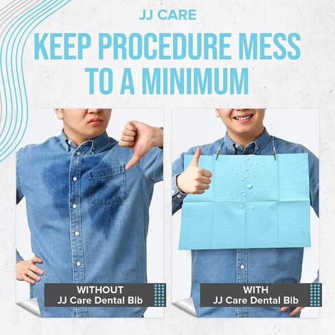 JJ CARE Dental Bibs [Pack of 500] - 13" x 18" Purple Dental Bibs, 3 Ply Waterproof Dentist Bibs, Dental Bibs Disposable for Eyelash Extension, Patient Bibs for Nail Art, Dental Napkins for Piercing in Kuwait