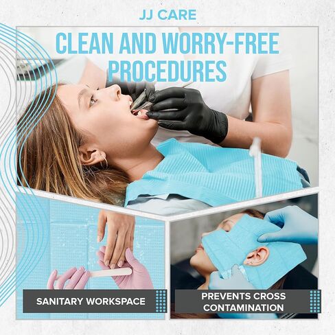 JJ CARE Dental Bibs [Pack of 500] - 13" x 18" Purple Dental Bibs, 3 Ply Waterproof Dentist Bibs, Dental Bibs Disposable for Eyelash Extension, Patient Bibs for Nail Art, Dental Napkins for Piercing in Kuwait