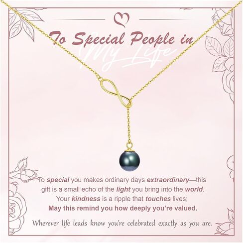 Tahitian Black Pearl AAAA 18K أبيض الذهب مطلي بالولاية الفضية y قلادة Y للذكرى عيد ميلاد هدية المجوهرات للنساء أمي صديقة لها in Kuwait