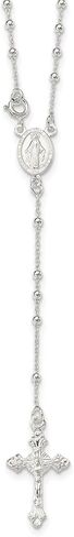 Jewelry Affairs Sterling Silver Religious Rosary Necklace, 18 inch, Beaded Chain with Cross in Saudi Arabia