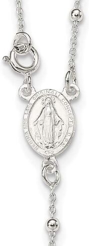 Jewelry Affairs Sterling Silver Religious Rosary Necklace, 18 inch, Beaded Chain with Cross in Saudi Arabia