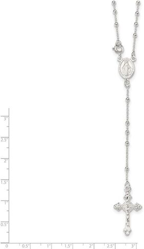 Jewelry Affairs Sterling Silver Religious Rosary Necklace, 18 inch, Beaded Chain with Cross in Saudi Arabia