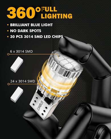 Auxbeam تم ترقيته 194 مصابيح LED بيضاء 10 أجهزة كمبيوتر ، 400 ٪ أكثر إشراقا خطأ canbus الخالية من 168 2825 T10 W5W مصابيح LED لأضواء لوحة الترخيص ضوء القبة الخريطة ، 30-SMD in Kuwait