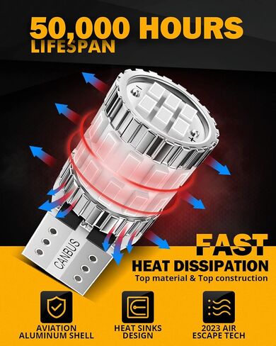 Auxbeam تم ترقيته 194 مصابيح LED بيضاء 10 أجهزة كمبيوتر ، 400 ٪ أكثر إشراقا خطأ canbus الخالية من 168 2825 T10 W5W مصابيح LED لأضواء لوحة الترخيص ضوء القبة الخريطة ، 30-SMD in Kuwait