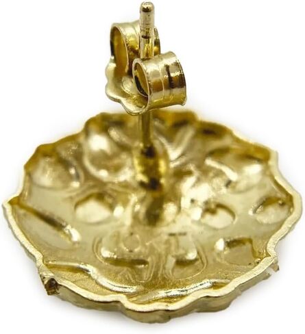 للجنسين 14K صلبة من الذهب المطلي بالنحاس النحاس Cookie Round Circle Stud أقراط أقراط 10 مم/12 مم/14 ملم للرجال ، النساء in Saudi Arabia