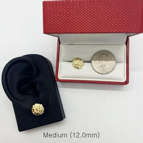 للجنسين 14K صلبة من الذهب المطلي بالنحاس النحاس Cookie Round Circle Stud أقراط أقراط 10 مم/12 مم/14 ملم للرجال ، النساء in Saudi Arabia