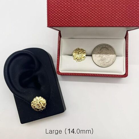 للجنسين 14K صلبة من الذهب المطلي بالنحاس النحاس Cookie Round Circle Stud أقراط أقراط 10 مم/12 مم/14 ملم للرجال ، النساء in Saudi Arabia